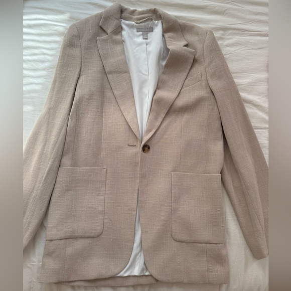 Relaxed fit beige textured blazer bnwot size xs - Picture 3 of 6